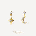 Celestial Star & Moon Asymmetric Clip-On Earrings