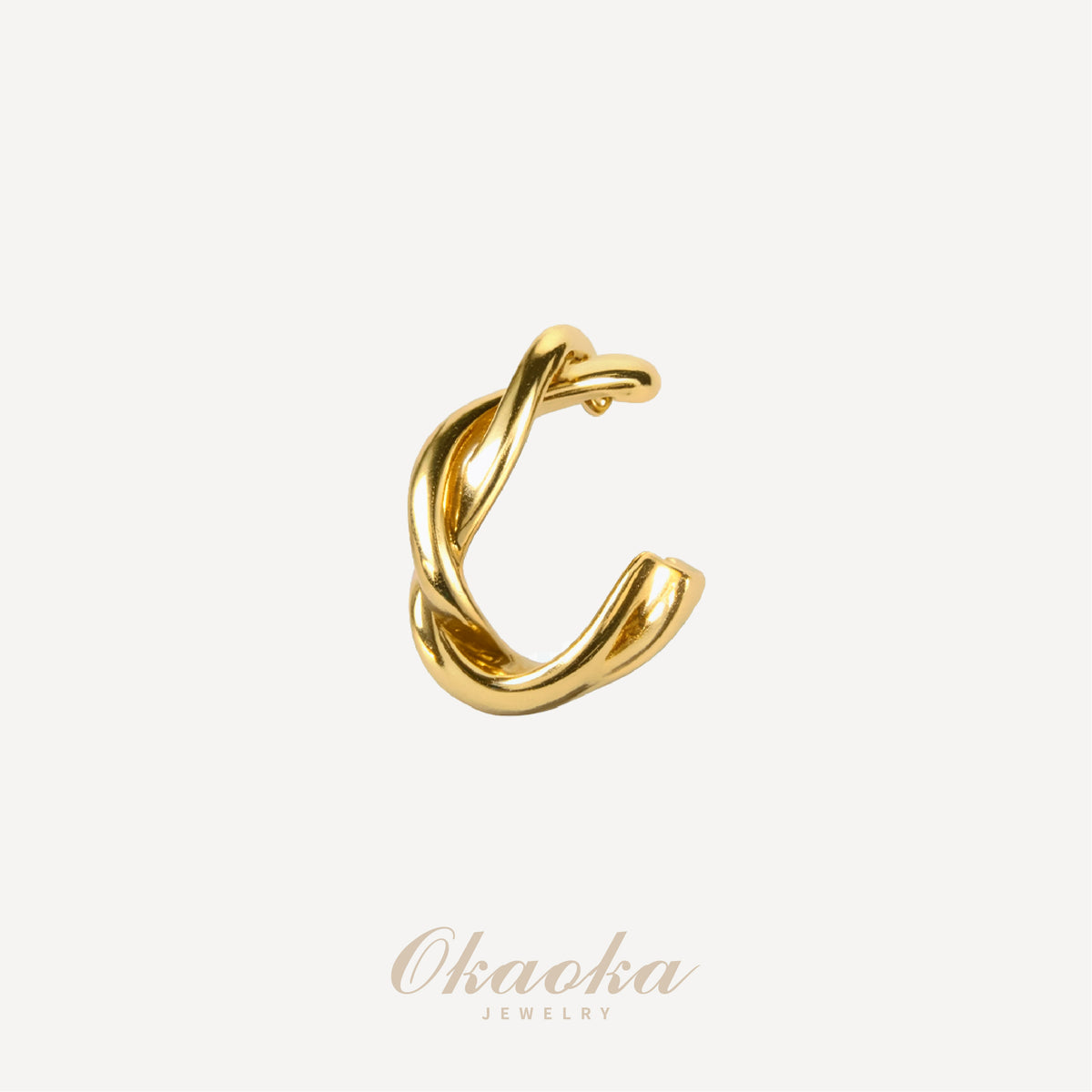 Twisted Gold Sculptural Ear Cuff Clip On Earrings