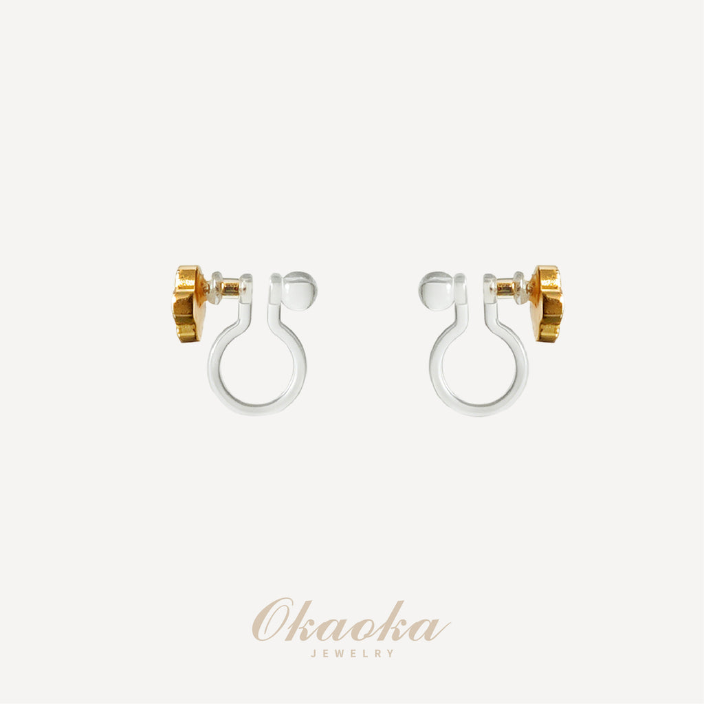 Black Clover Clip On Earrings – Minimal Gold No Piercing Earrings