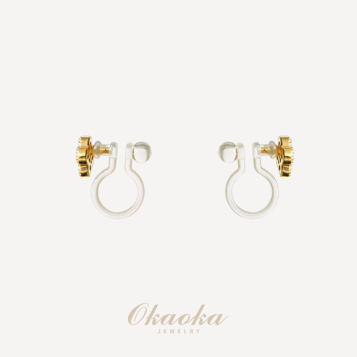 Clover Crystal Ear Clips – Elegant Gold Flower Clip On Earrings