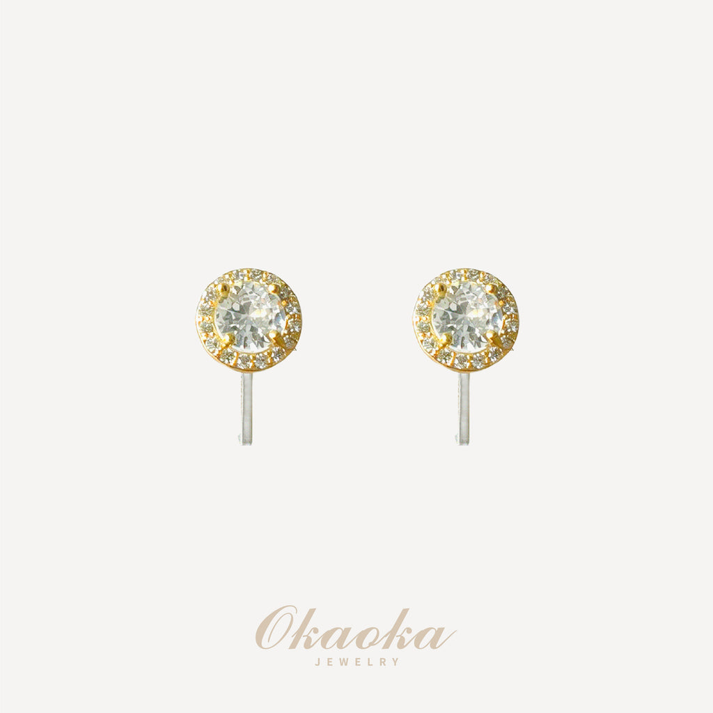 Luna Crystal Halo Clip On Earrings