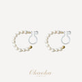 Pearl Beaded Hoop Ear Clips – Elegant Gold Clip On Earrings