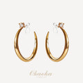 Crystal Accent Gold Hoop Clip On Earrings