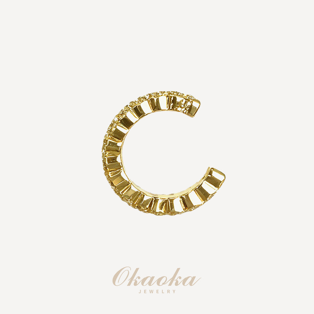 Golden Crystal Textured Ear Cuff – Minimalist No Piercing Jewelry