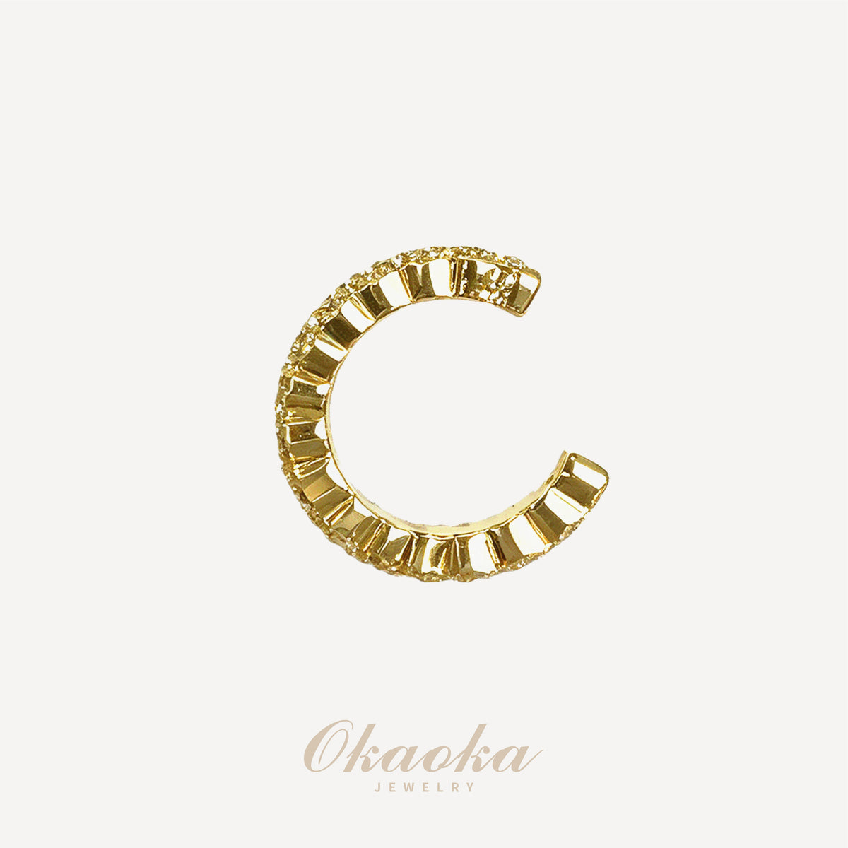 Golden Crystal Textured Ear Cuff – Minimalist No Piercing Jewelry