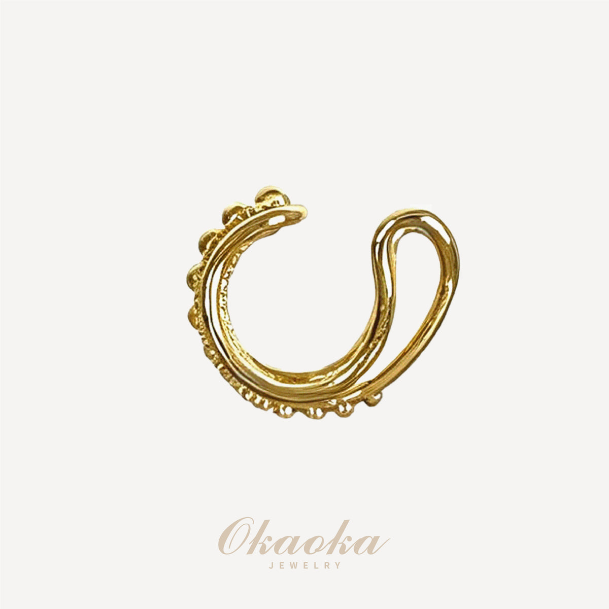 Golden Double Curve Ear Cuff – Minimalist No Piercing Gold Ear Clip
