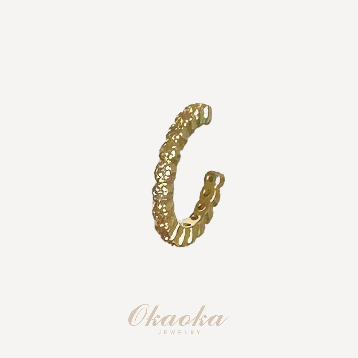 Luna Textured Gold Ear Cuff – Minimalist No Piercing Clip Earring