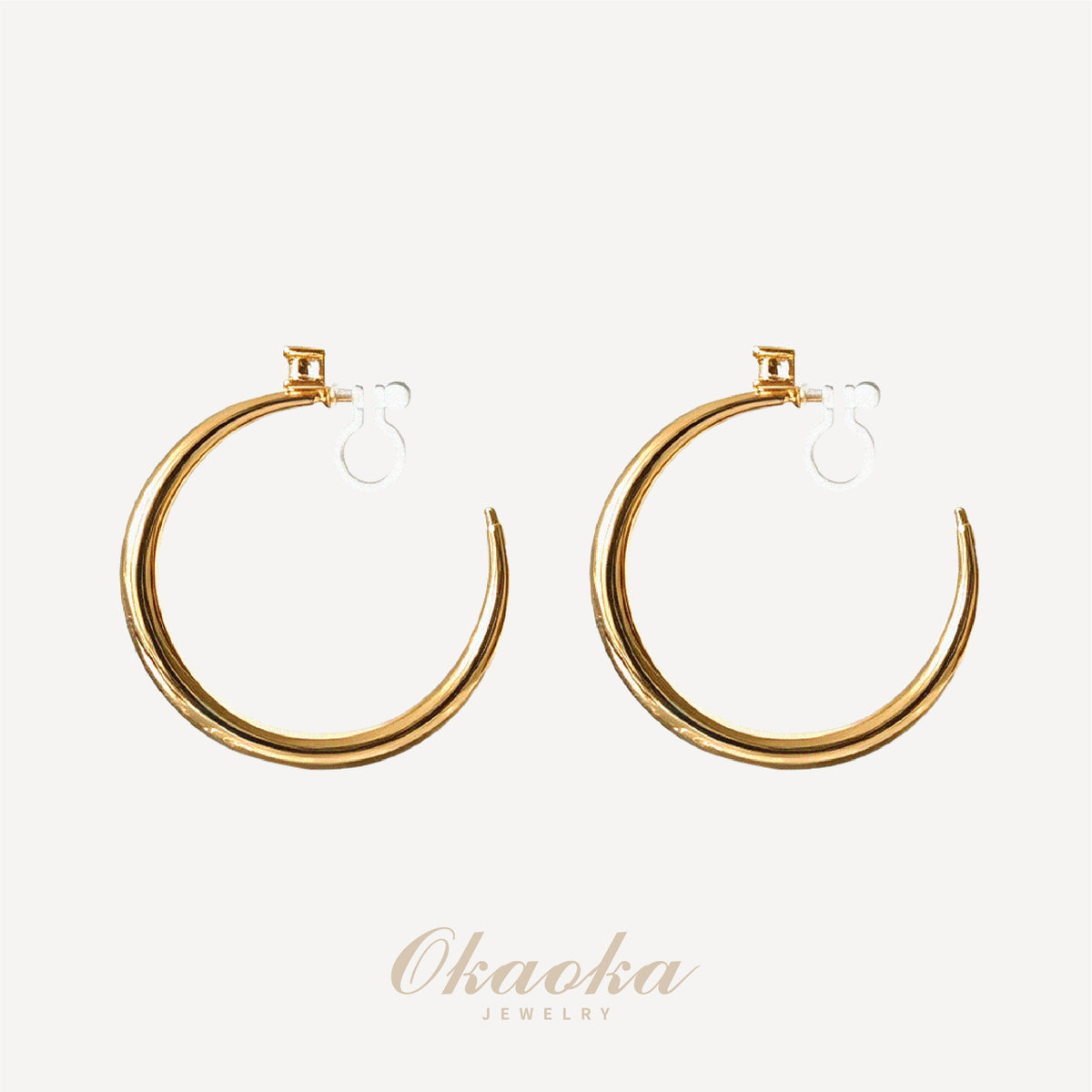 Crystal Accent Gold Hoop Clip On Earrings