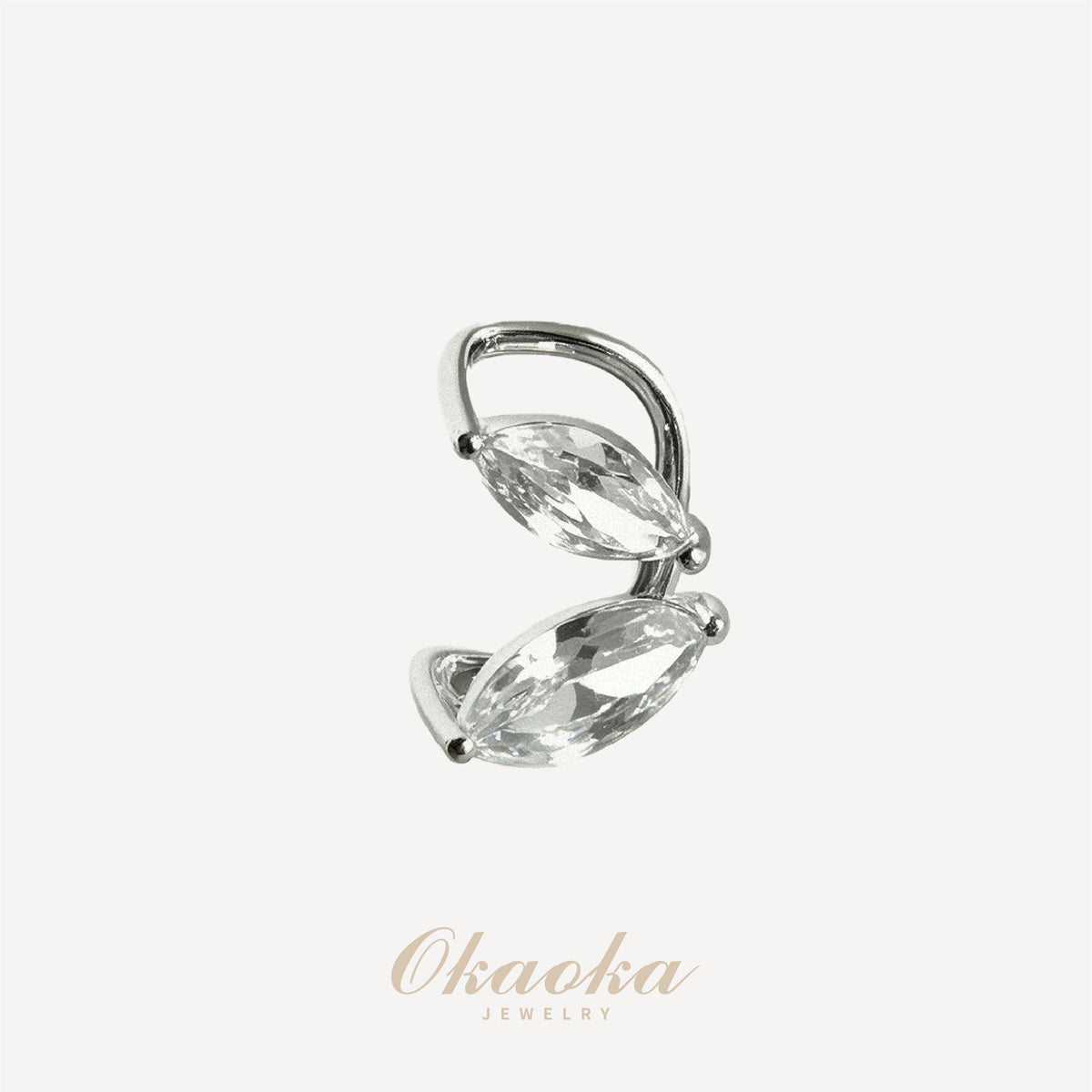 Crystal Leaf Ear Cuff Clip On Earrings