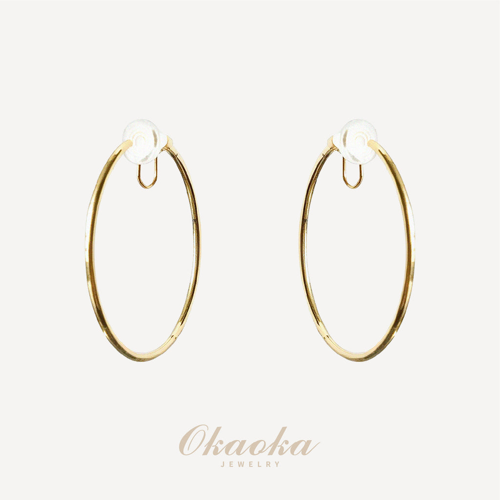 Aura Minimal Gold Hoop Clip On Earrings