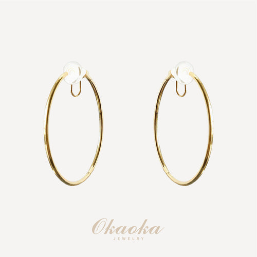 Aura Minimal Gold Hoop Clip On Earrings