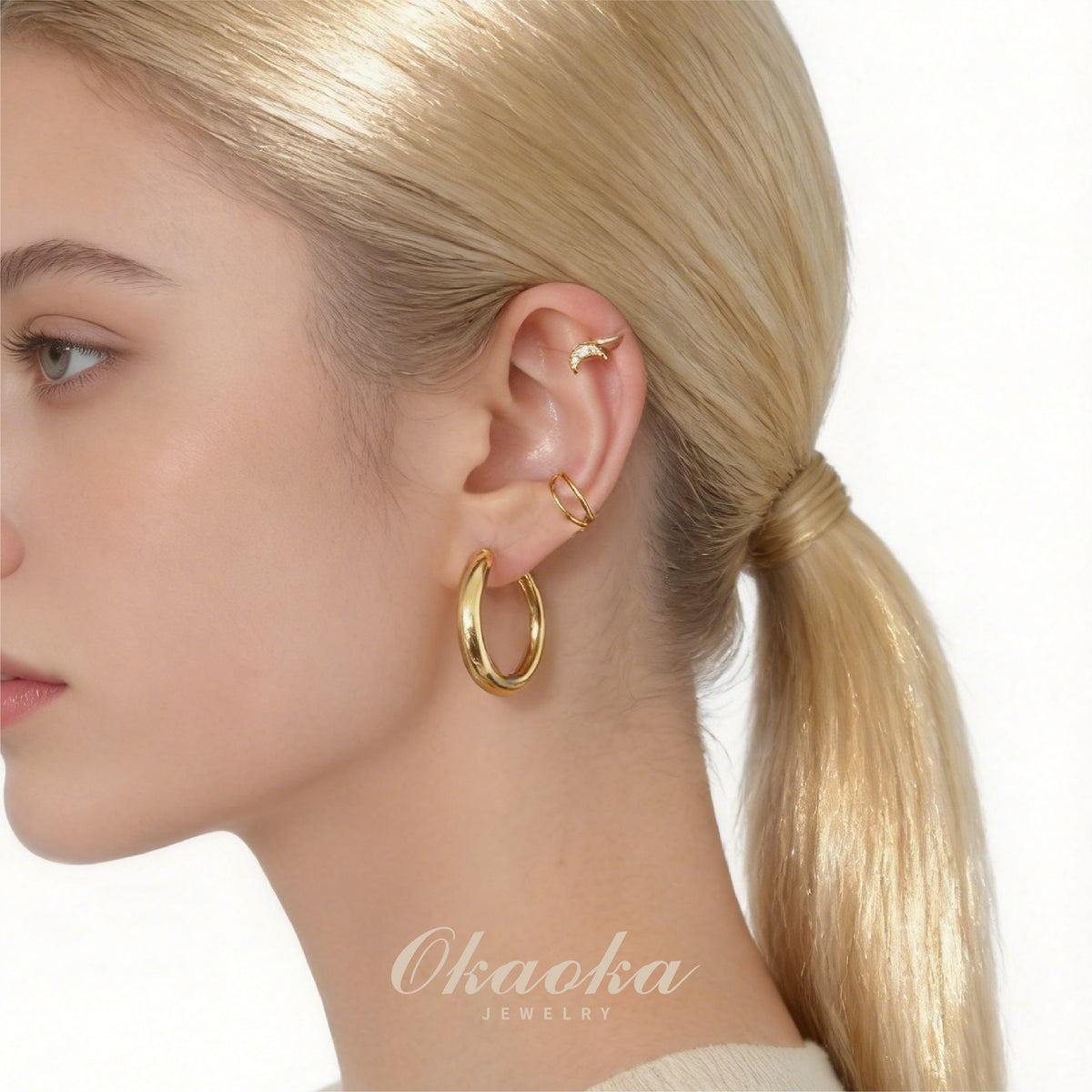 Celestial Moon Crystal Clip-On Earrings | Dainty Gold Studs