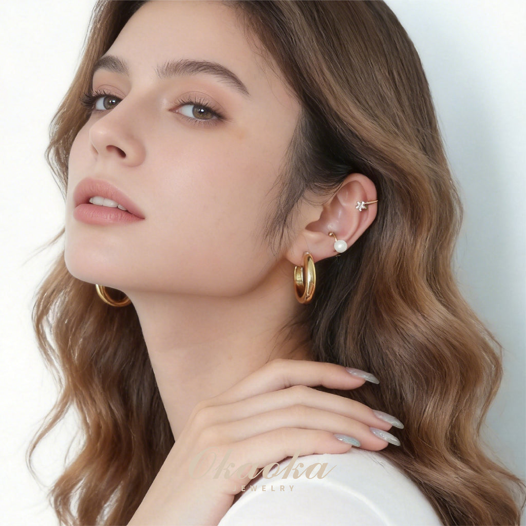 Elegant Pearl Ear Cuff - Gold Plated | Minimalist Statement Jewelry