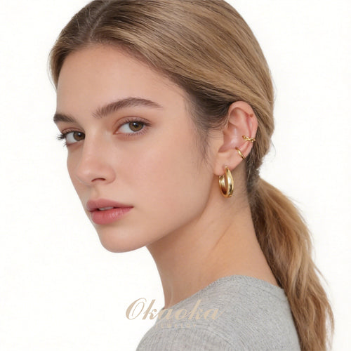 Chain-Link Texture Gold Ear Cuff | Modern Stacking Jewelry