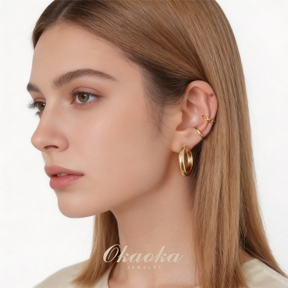 Chain-Link Texture Gold Ear Cuff | Modern Stacking Jewelry