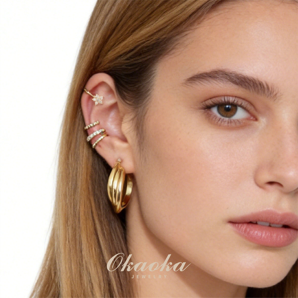 Triple-Layered Hoop Clip-On Earrings | Modern Geometric Gold Hoops