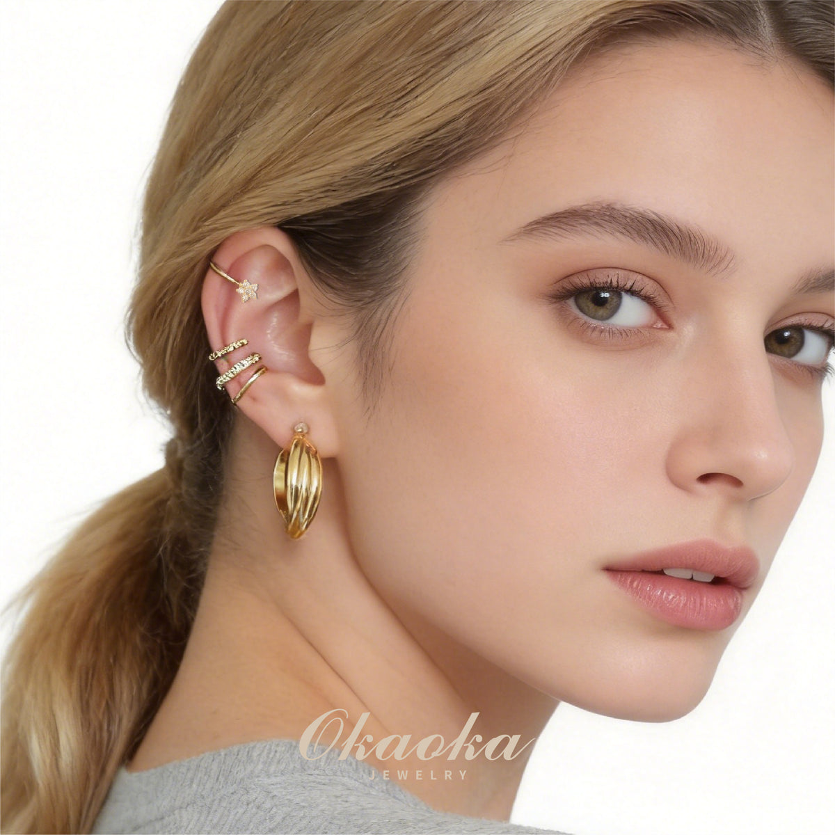 Textured Stacking Ear Cuff Set (3-Piece) | Minimalist Gold Jewelry