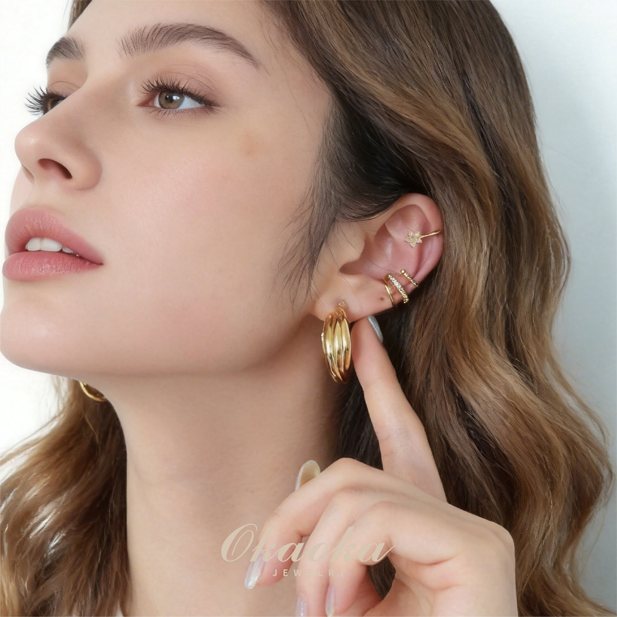 Triple-Layered Hoop Clip-On Earrings | Modern Geometric Gold Hoops