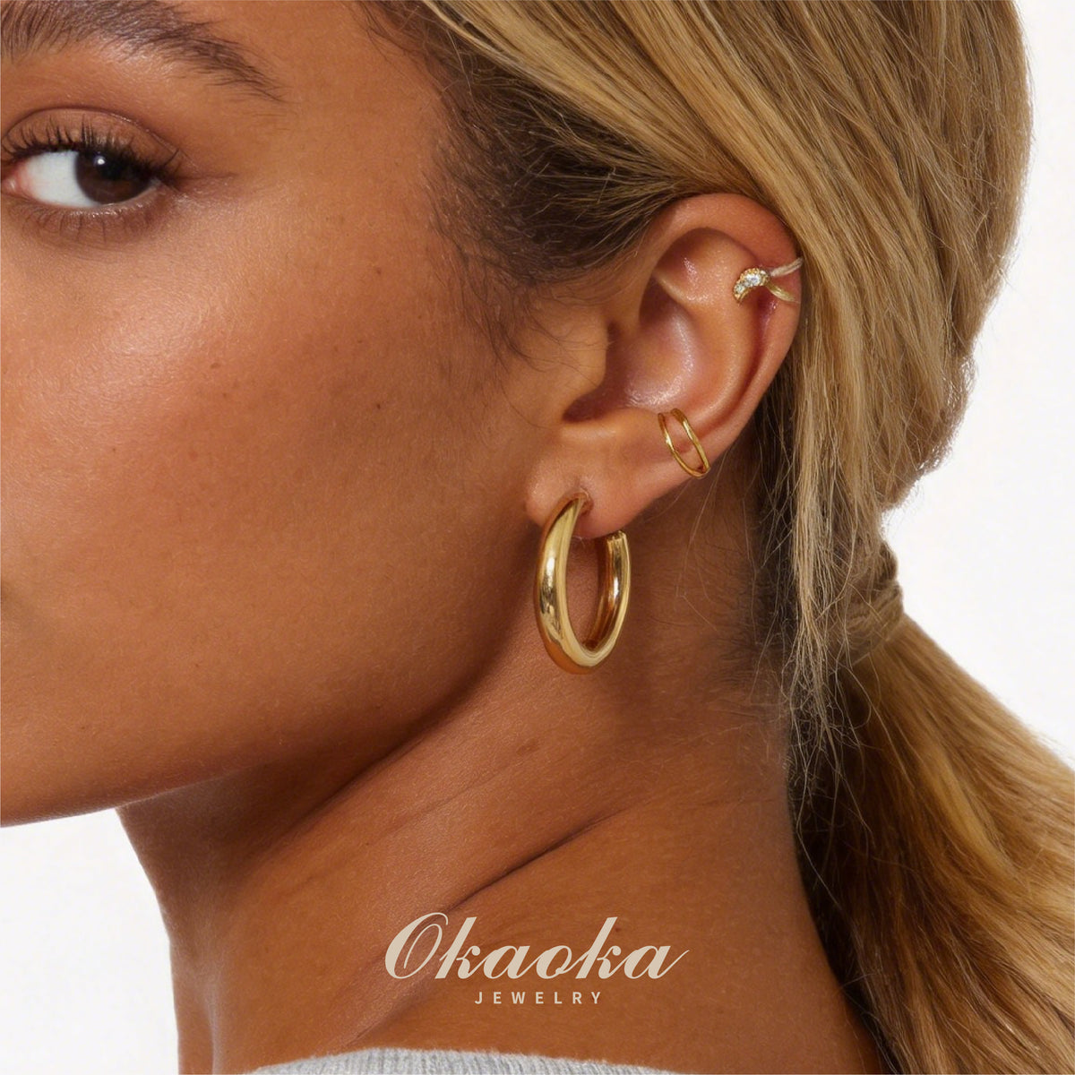 Crossover Minimalist Gold Ear Cuff | Sleek Twisted Stacking Jewelry