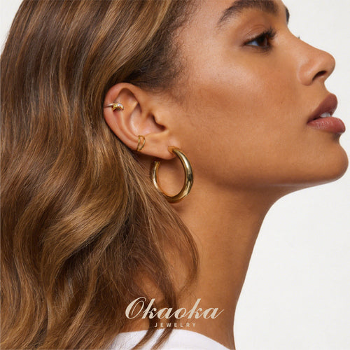 Celestial Moon Crystal Clip-On Earrings | Dainty Gold Studs