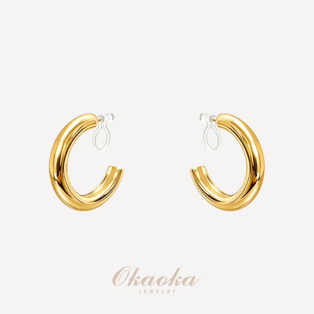 Chunky Gold Hoop Clip-On Earrings | Bold Minimalist Jewelry