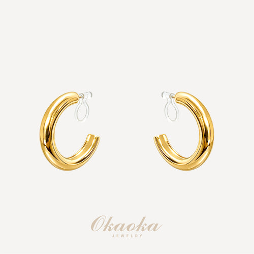 Chunky Gold Hoop Clip-On Earrings | Bold Minimalist Jewelry