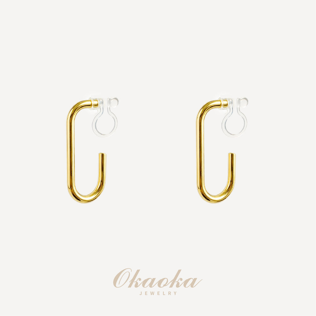 Modern Geometric U-Bar Clip-On Earrings | Minimalist Gold Jewelry