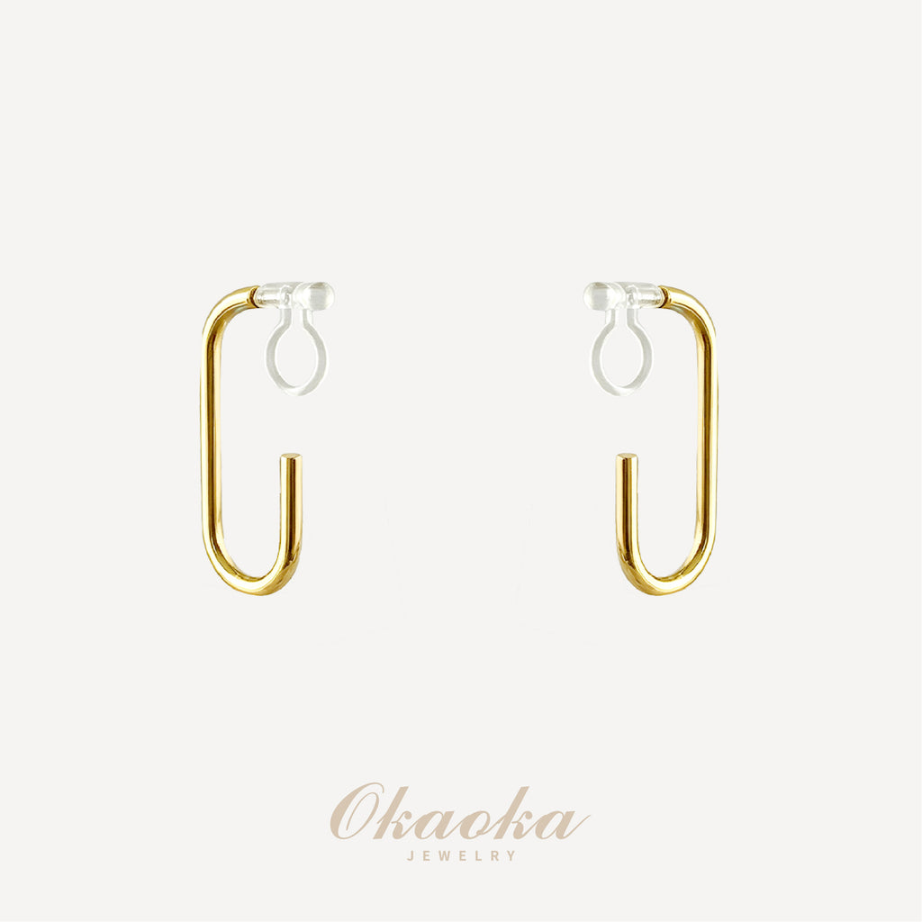 Modern Geometric U-Bar Clip-On Earrings | Minimalist Gold Jewelry