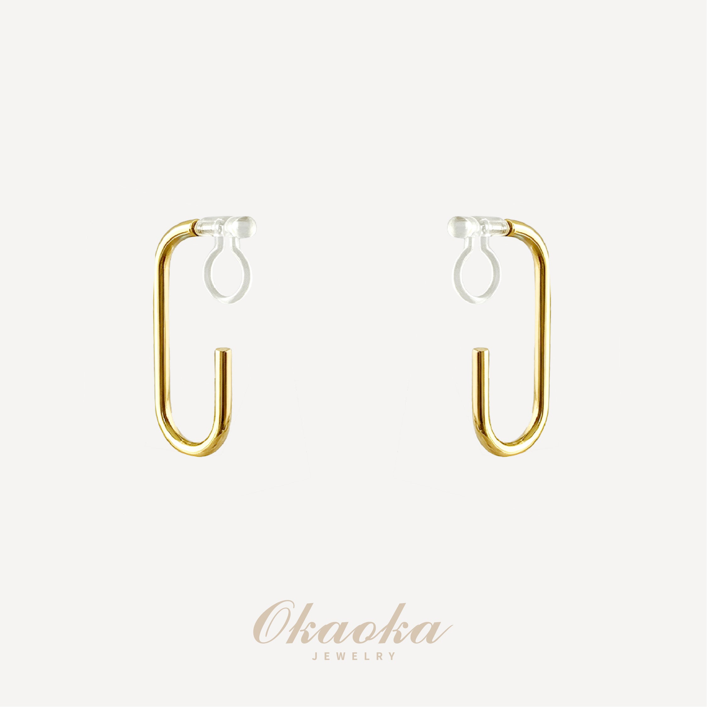 Modern Geometric U-Bar Clip-On Earrings | Minimalist Gold Jewelry