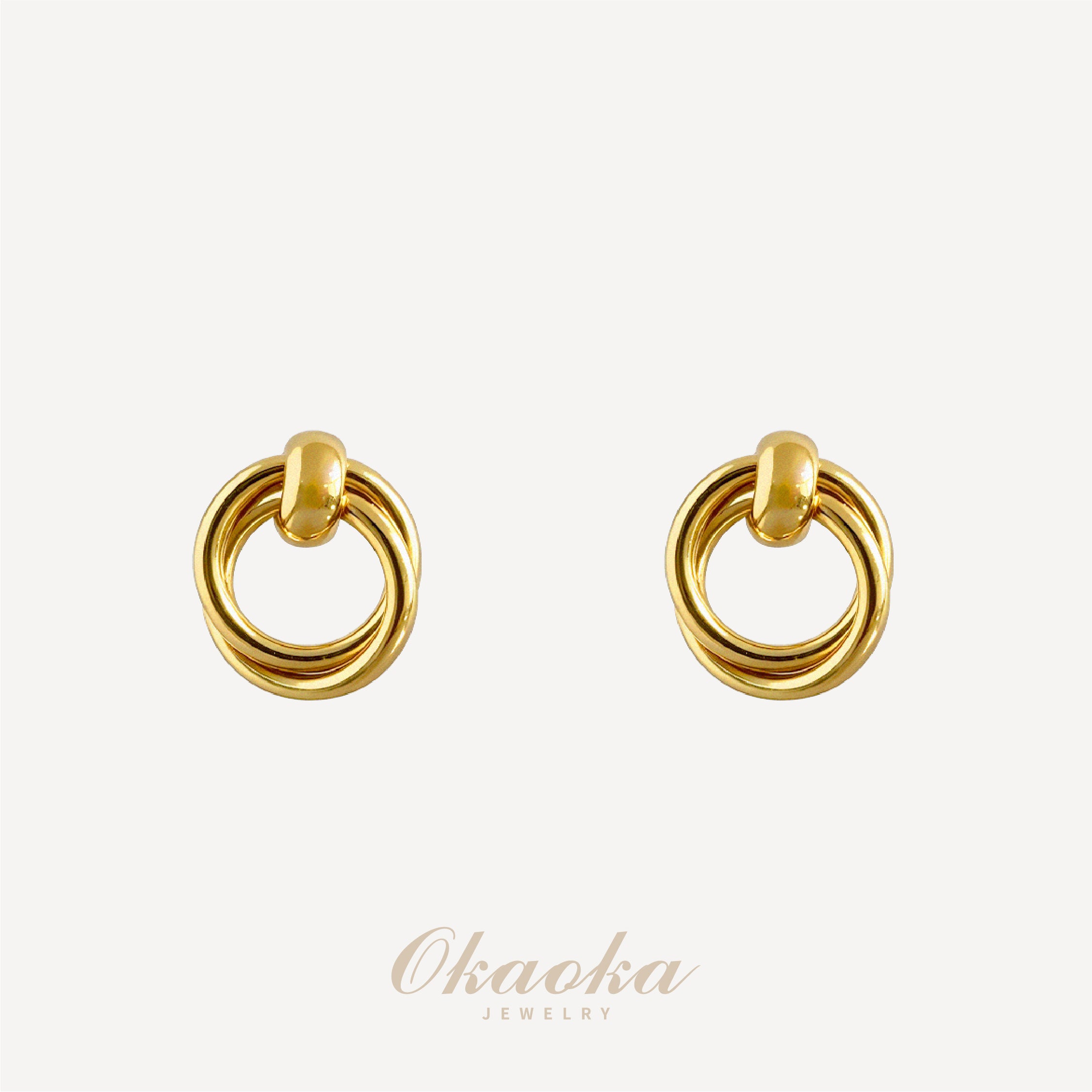 Vintage Double-Ring Gold Clip-On Earrings | Minimalist Chic