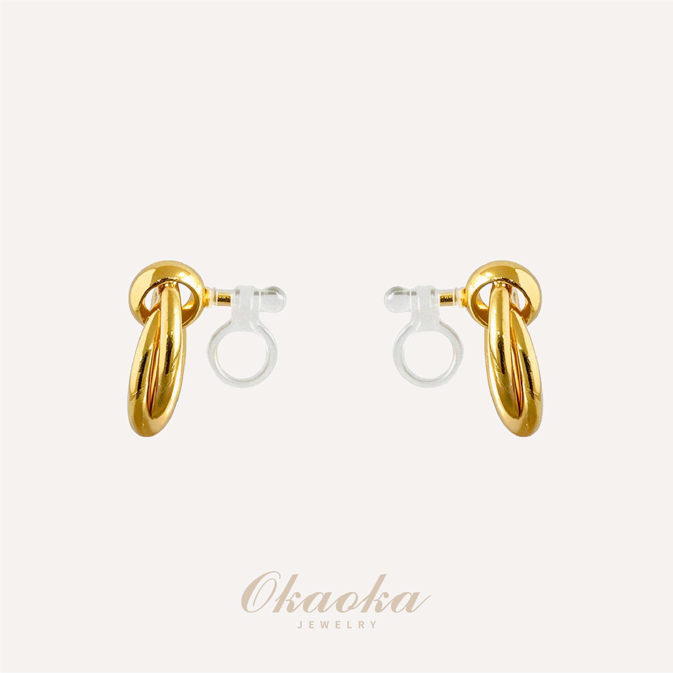 Vintage Double-Ring Gold Clip-On Earrings | Minimalist Chic