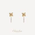 Solitaire Champagne Crystal Stud Clip-On Earrings | Minimalist Gold Plated