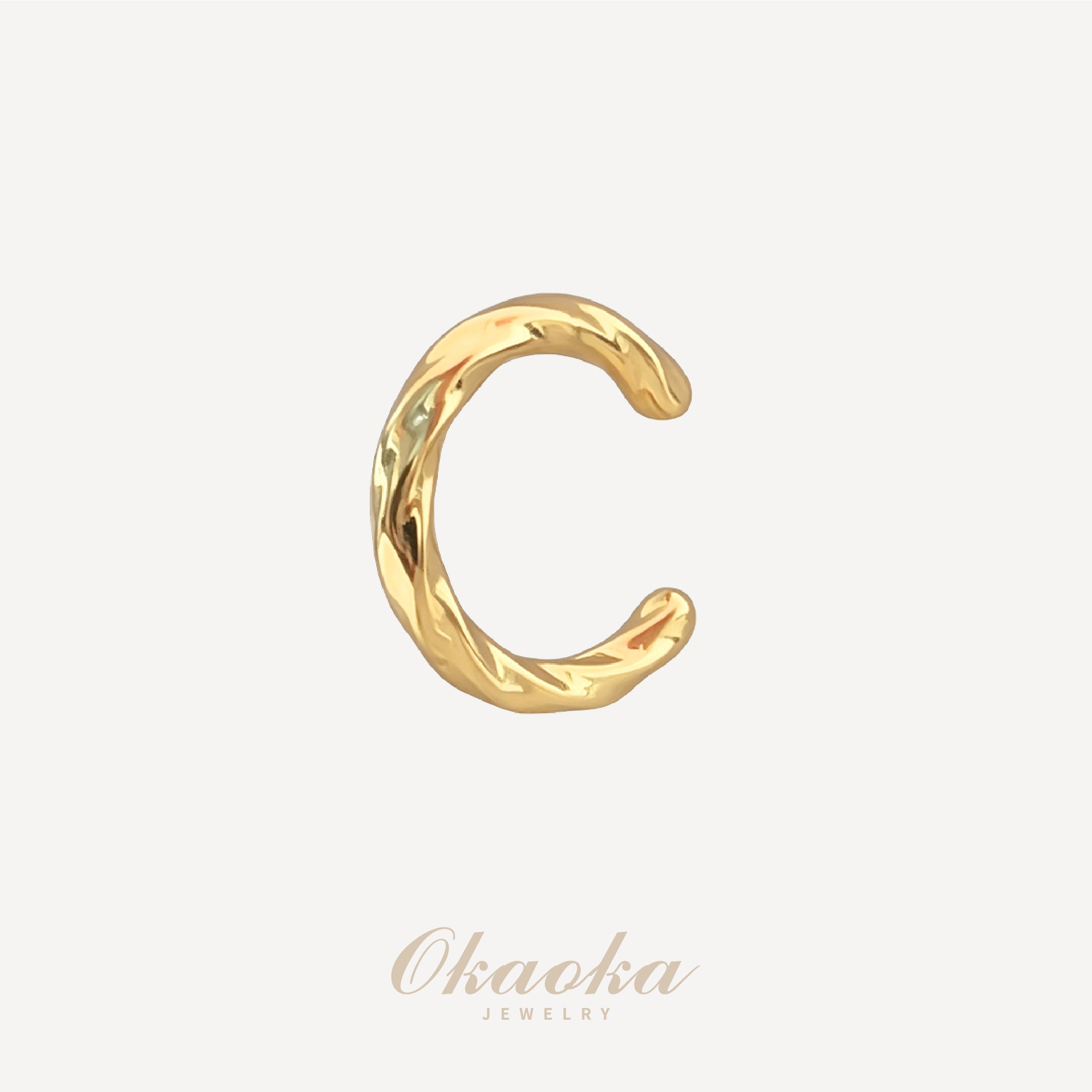 Organic Twisted Gold Ear Cuff | Minimalist Wavy Design