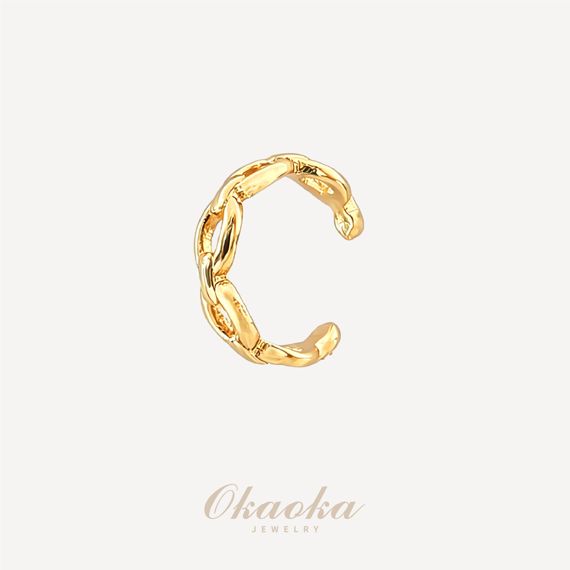 Chain-Link Texture Gold Ear Cuff | Modern Stacking Jewelry