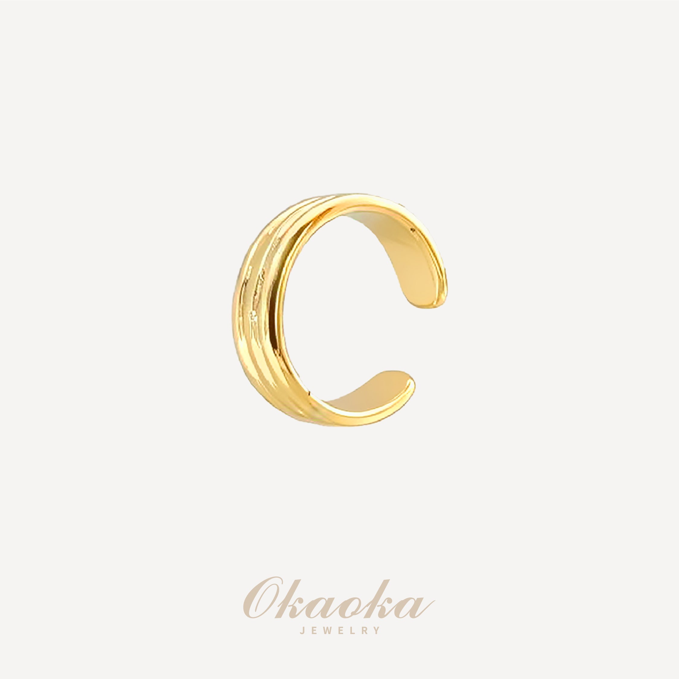 Layered Texture Gold Ear Cuff | Minimalist Multi-Line Design