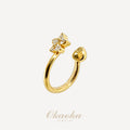 Floral Crystal & Teardrop Gold Ear Cuff | Minimalist Asymmetric Jewelry