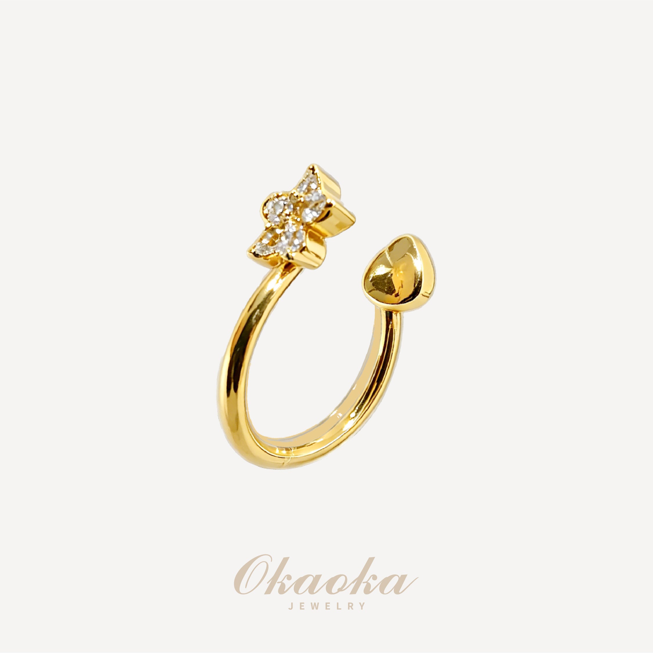 Floral Crystal & Teardrop Gold Ear Cuff | Minimalist Asymmetric Jewelry