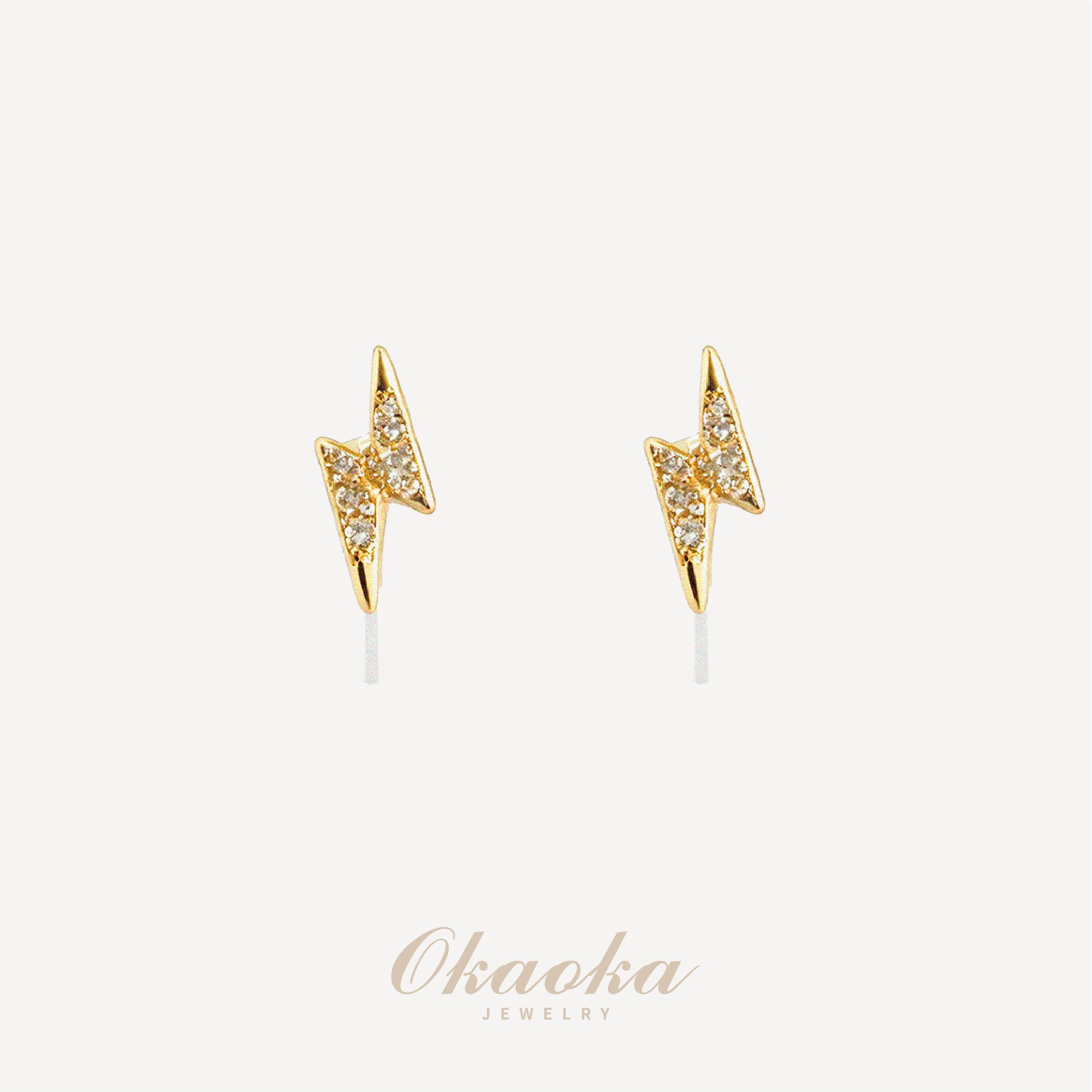 Spark Lightning Crystal Clip-On Earrings | Edgy Gold Minimalist Studs