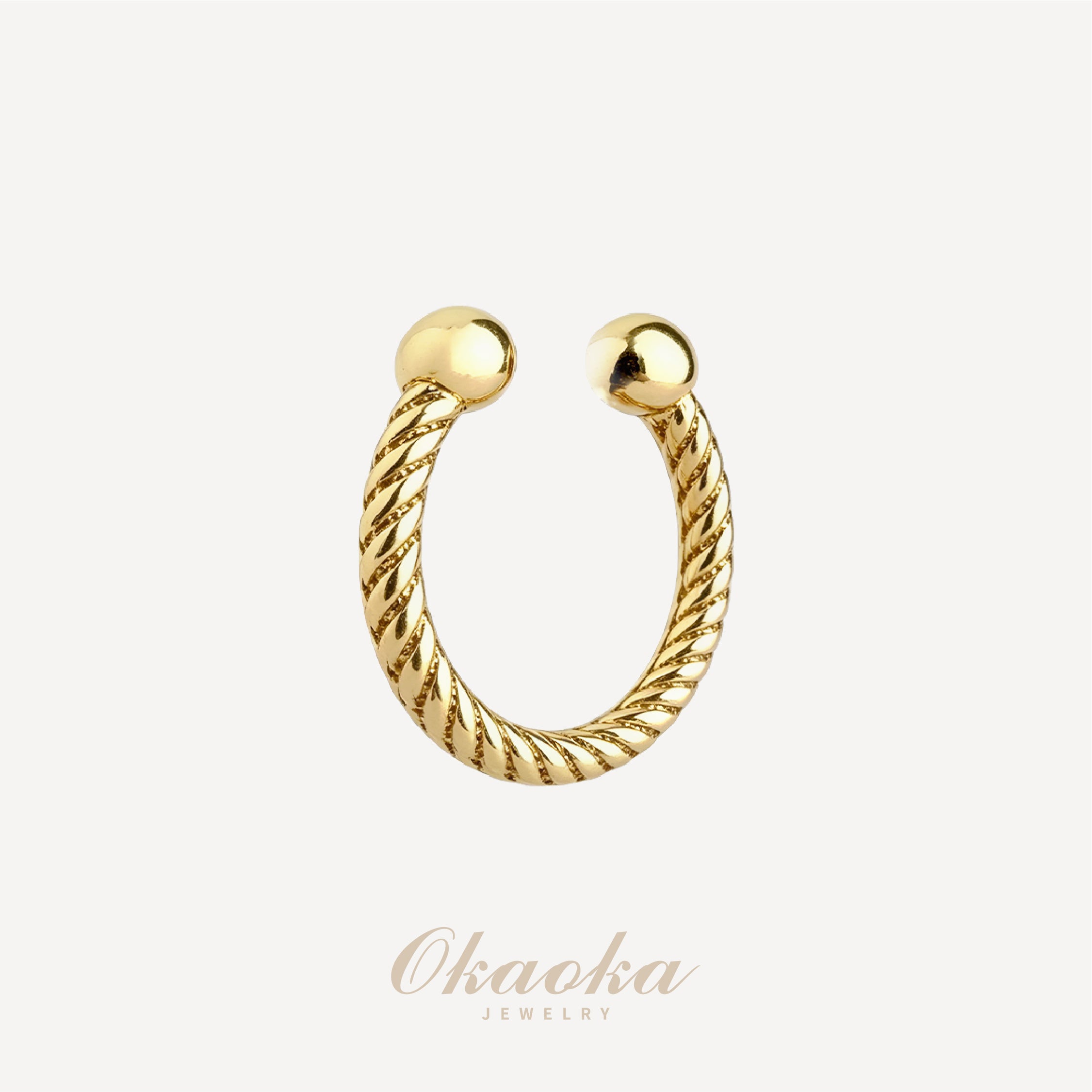 Rope Texture Gold Ear Cuff | Minimalist Twisted Statement Jewelry