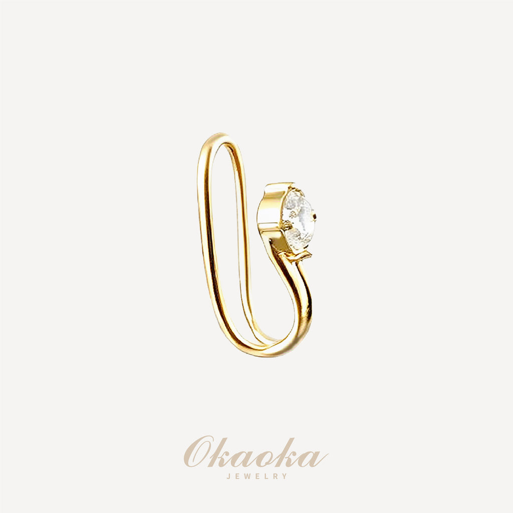Floating Crystal U-Shaped Ear Cuff | Geometric Minimalist Jewelry