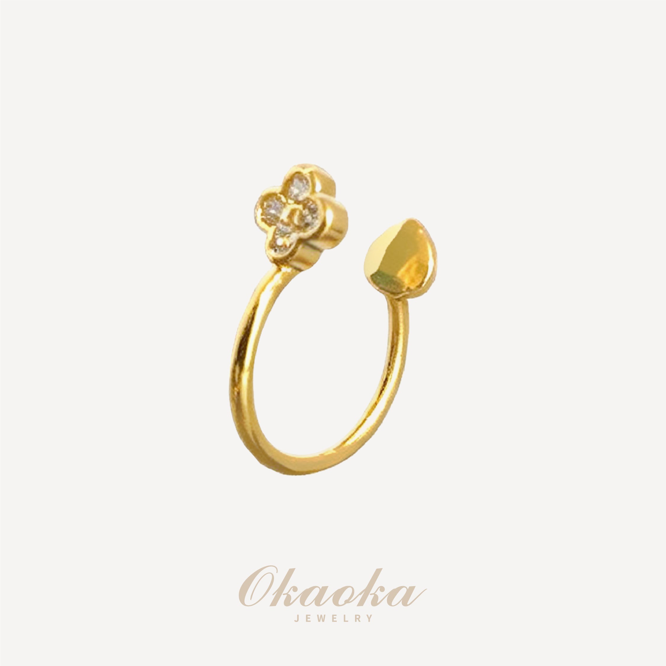 Dainty Clover Crystal Gold Ear Cuff | Minimalist Stacking Accessory