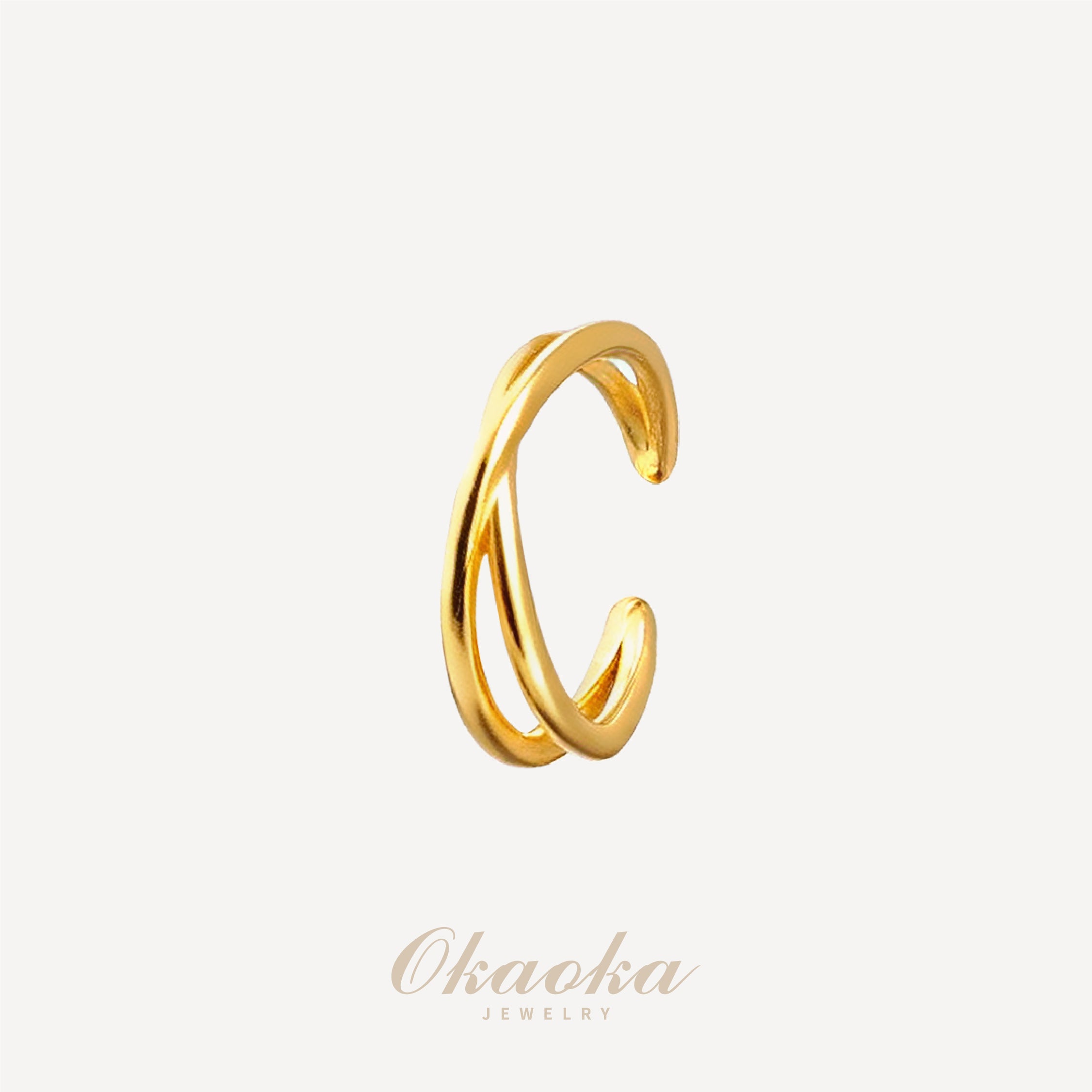 Crossover Minimalist Gold Ear Cuff | Sleek Twisted Stacking Jewelry